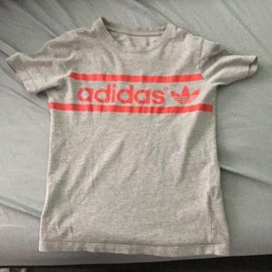 adidas Gray T shirt with light red stripe